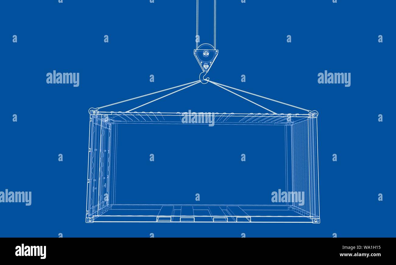 Contenitore di carico. Filo-stile cornice Illustrazione Vettoriale