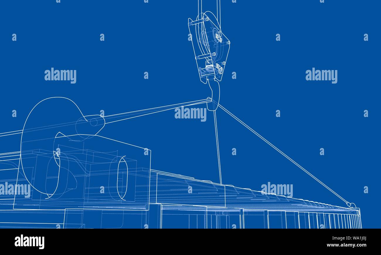 Contenitore di carico. Filo-stile cornice Illustrazione Vettoriale