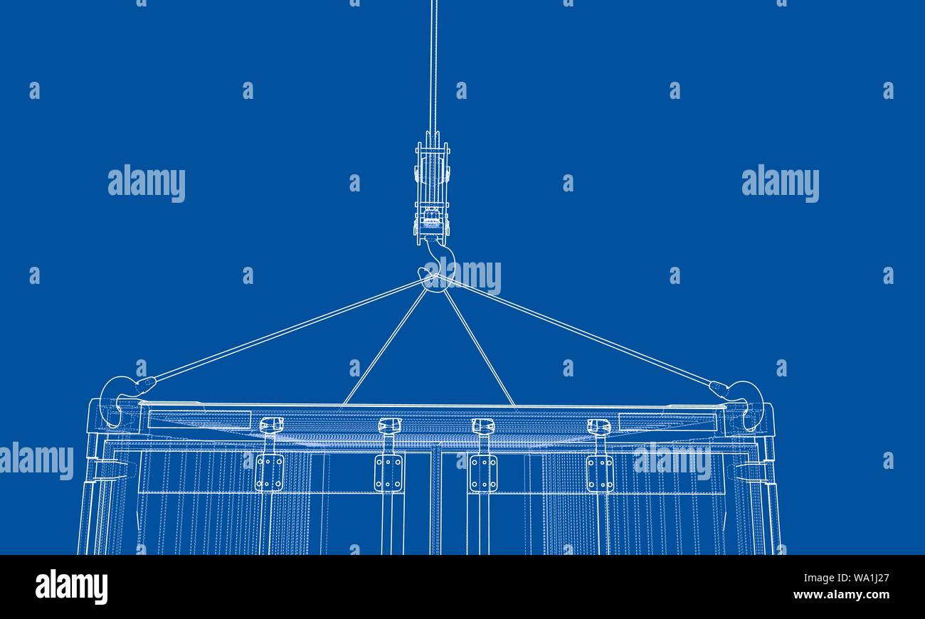 Contenitore di carico. Filo-stile cornice Illustrazione Vettoriale