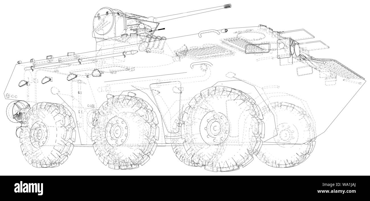 Macchina militare filo tecnico-telaio. EPS10 formato. Vettore creati di 3d Illustrazione Vettoriale
