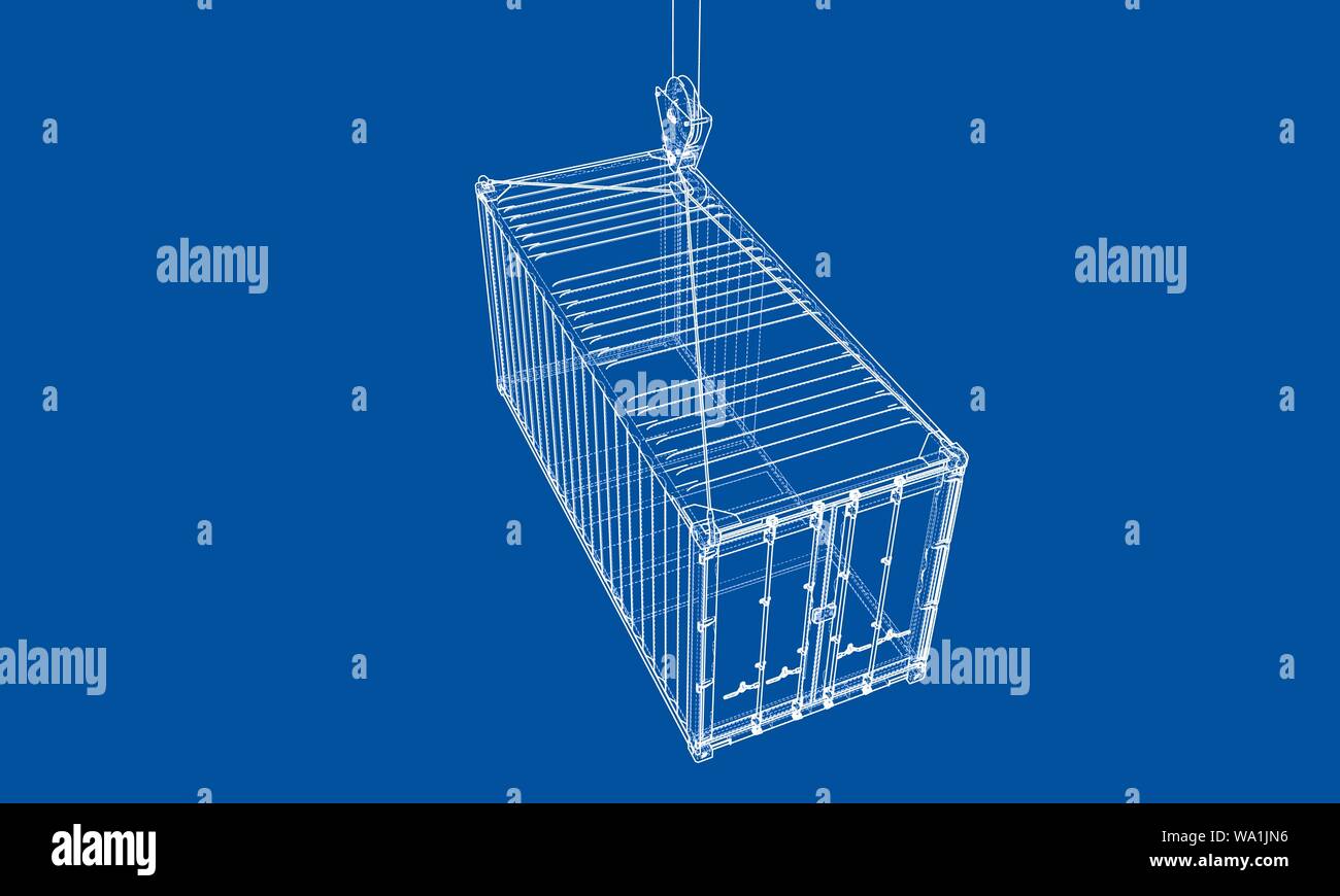 Contenitore di carico. Filo-stile cornice Illustrazione Vettoriale