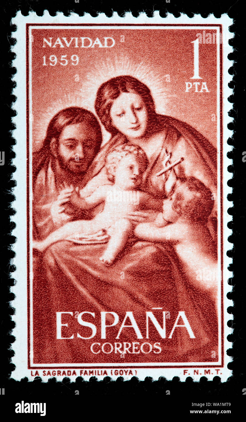 Natività di Francisco Goya, Natale, francobollo, Spagna, 1959 Foto Stock