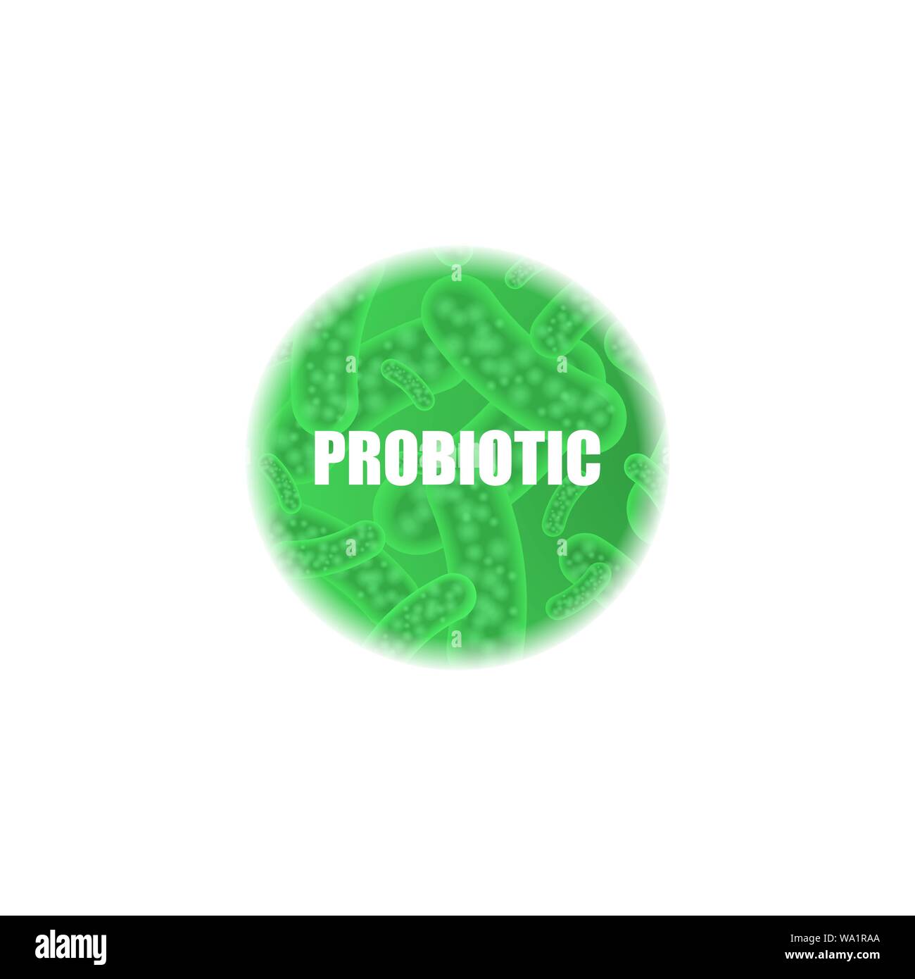 Abstract medicina cerchio verde banner con diversi microrganismi Illustrazione Vettoriale