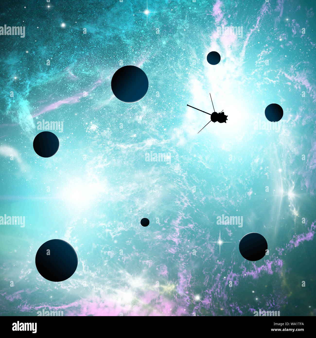 Esplorazione di nuovi mondi, lo spazio e l'universo, nuovo galassie. Pianeti in controluce. Il sistema solare. Sonda Voyager Foto Stock