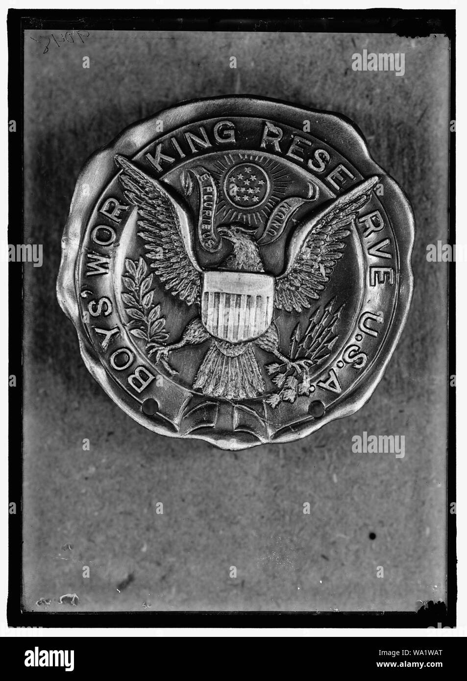 Ragazzi RISERVA DI LAVORO, U.S.A. Il badge Foto Stock