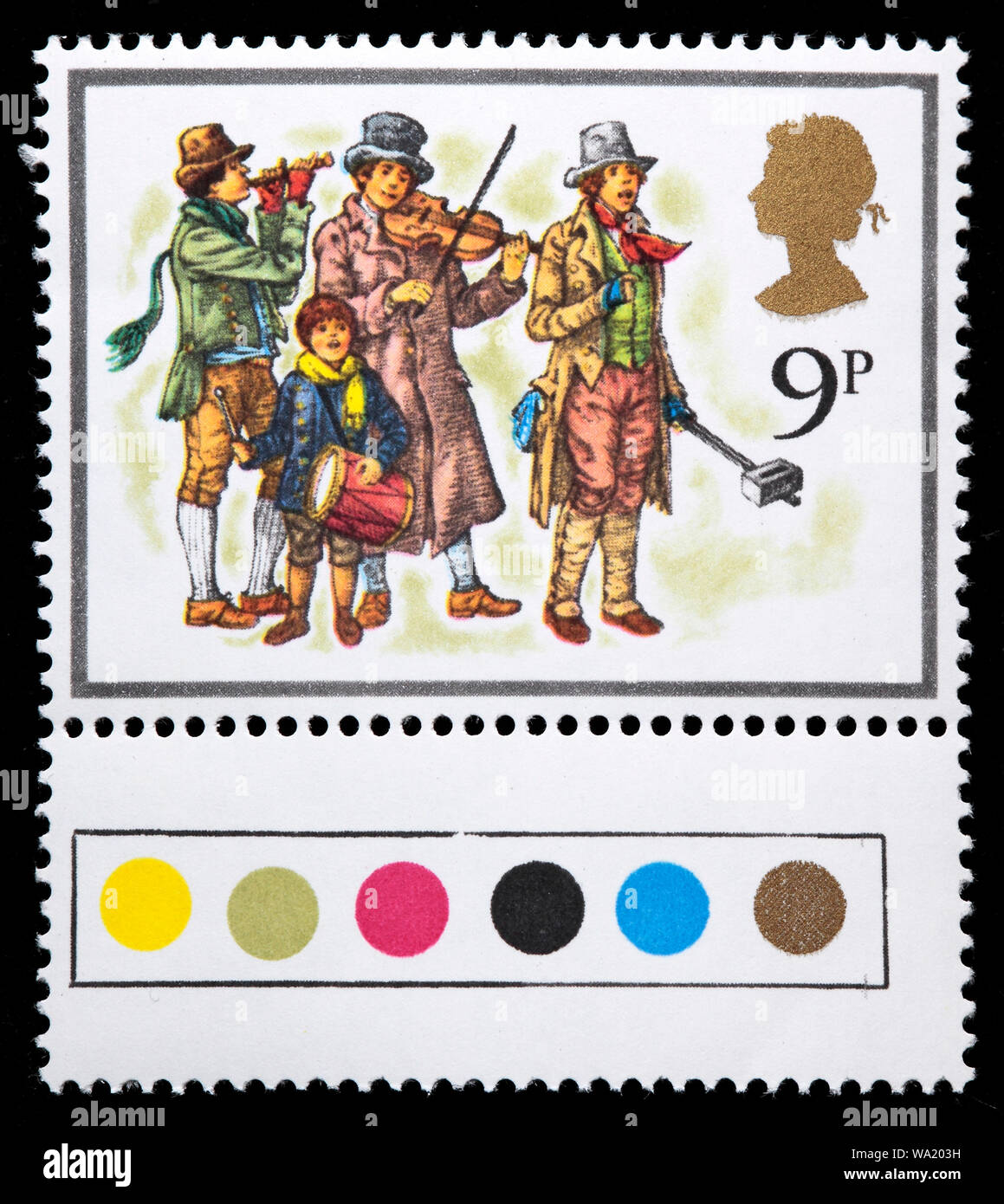 Il attende, Felice Natale, francobollo, UK, 1978 Foto Stock