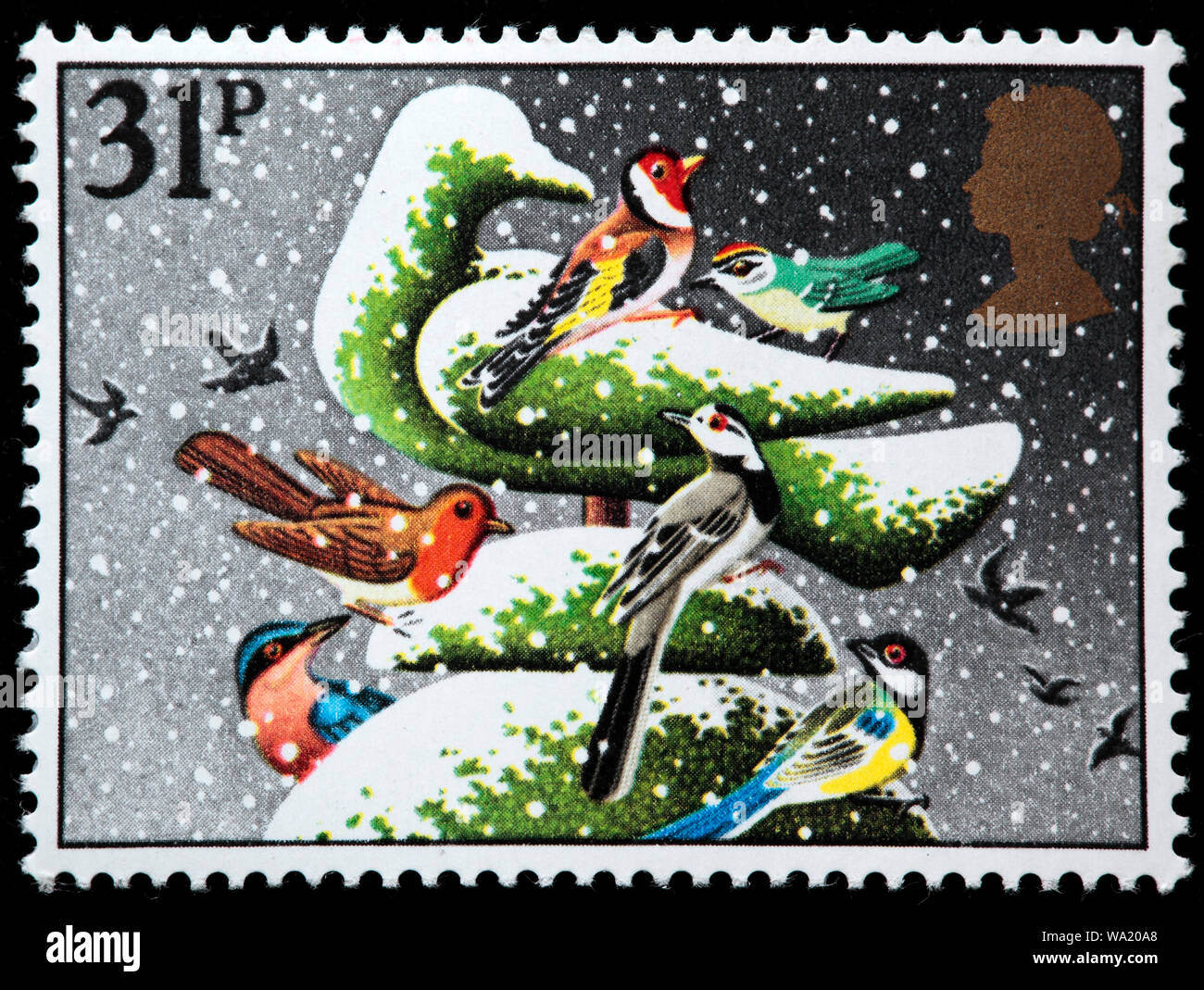 Natale Colomba, Felice Natale, francobollo, UK, 1983 Foto Stock