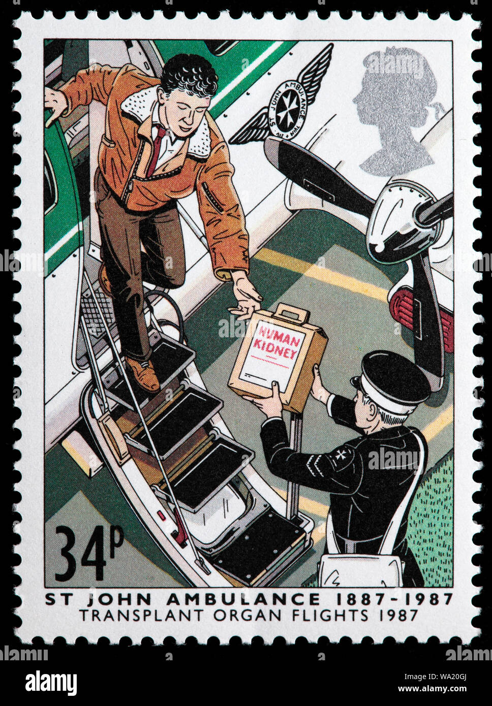 St. Johns Ambulance Brigade, organo trapiantato fkights, 1987, francobolli, UK, 1987 Foto Stock