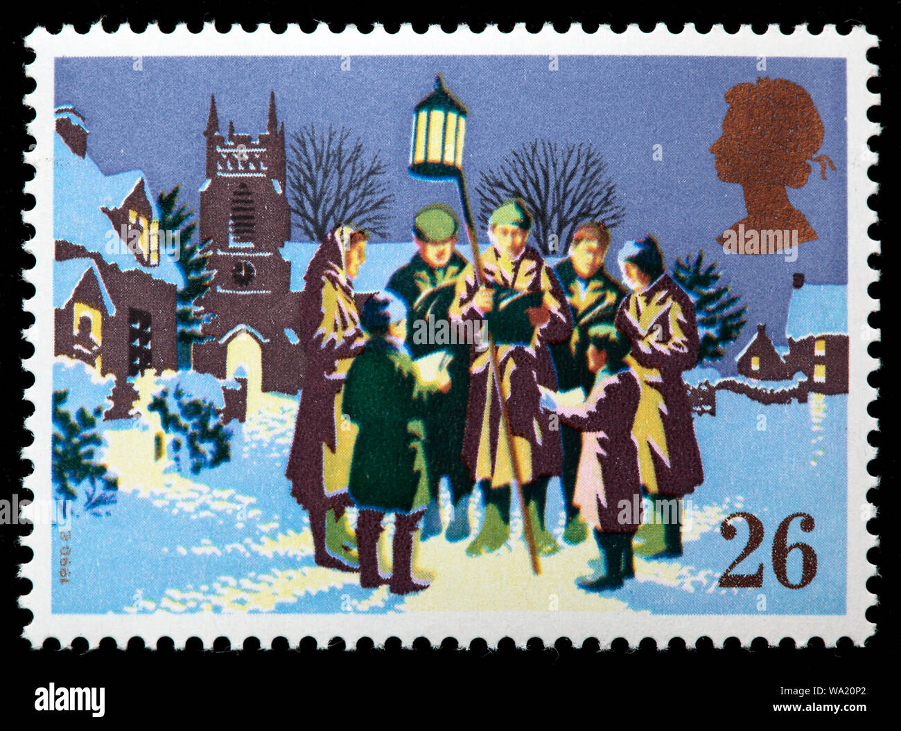 Canti di Natale e Felice Natale, francobollo, UK, 1990 Foto Stock