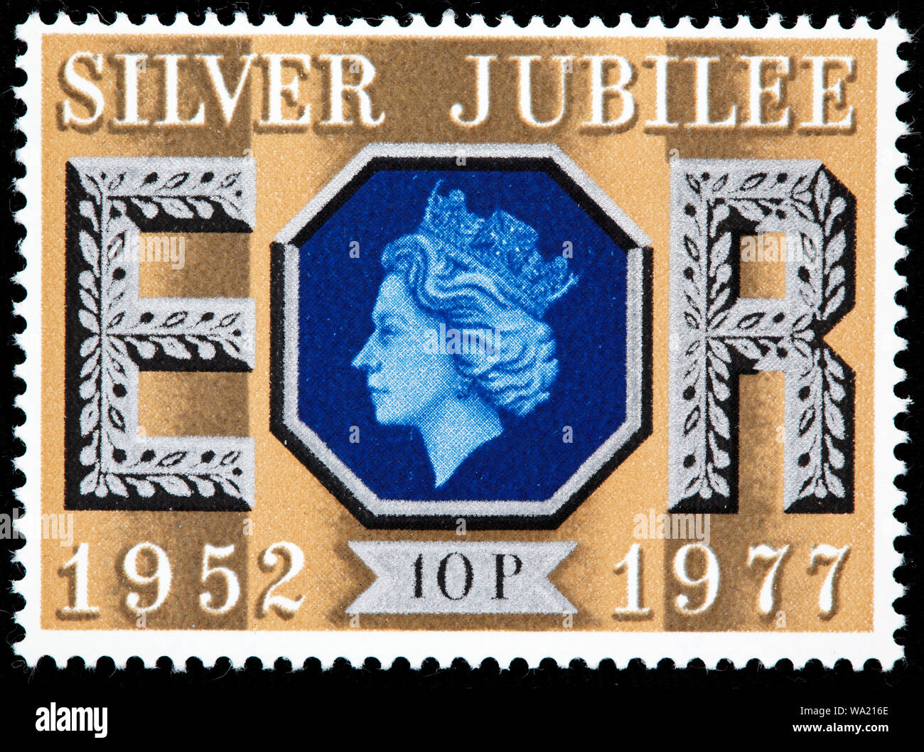 La regina Elisabetta II, Silver Jubilee, francobollo, UK, 1977 Foto Stock