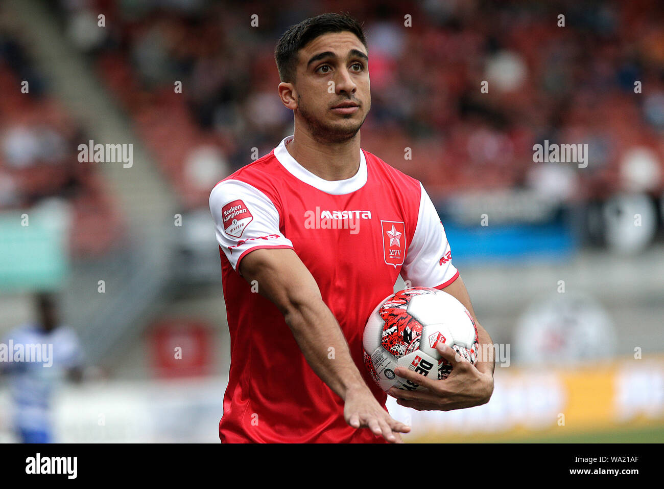 Maastricht, Nederland. 16 Ago, 2019. MAASTRICHT- calcio, 16-08-2019, stadion de Geusselt, MVV Maastricht - de Graafschap, olandese Keuken Kampioen divisie, stagione 2019/2020, risultato finale : 0-3, MVV Maastricht player Facundo Bonifazi Castro. Credito: Pro scatti/Alamy Live News Foto Stock