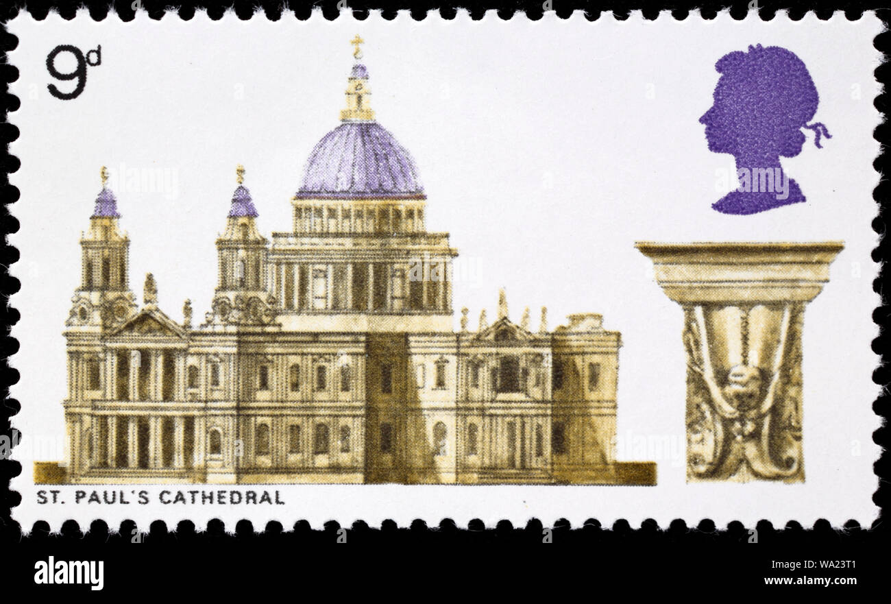 Cattedrale di Saint Paul, Londra, francobollo, UK, 1969 Foto Stock
