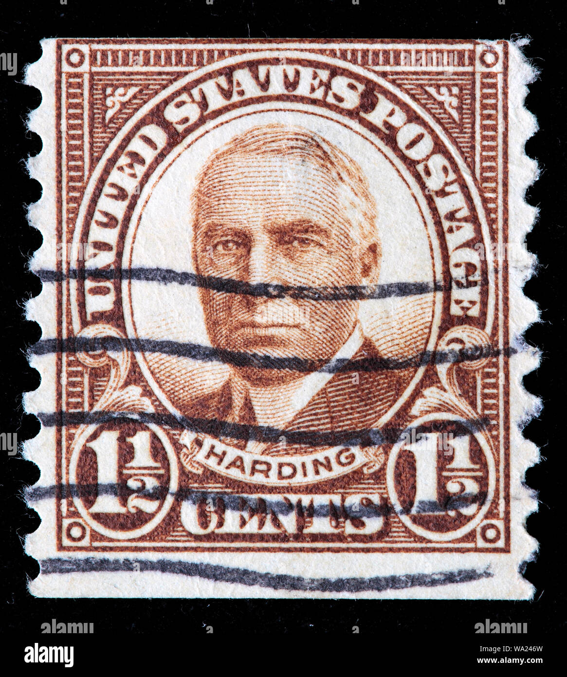 Warren G. Harding (1865-1923), PRESIDENTE DEGLI STATI UNITI D'AMERICA, francobollo, USA, 1930 Foto Stock