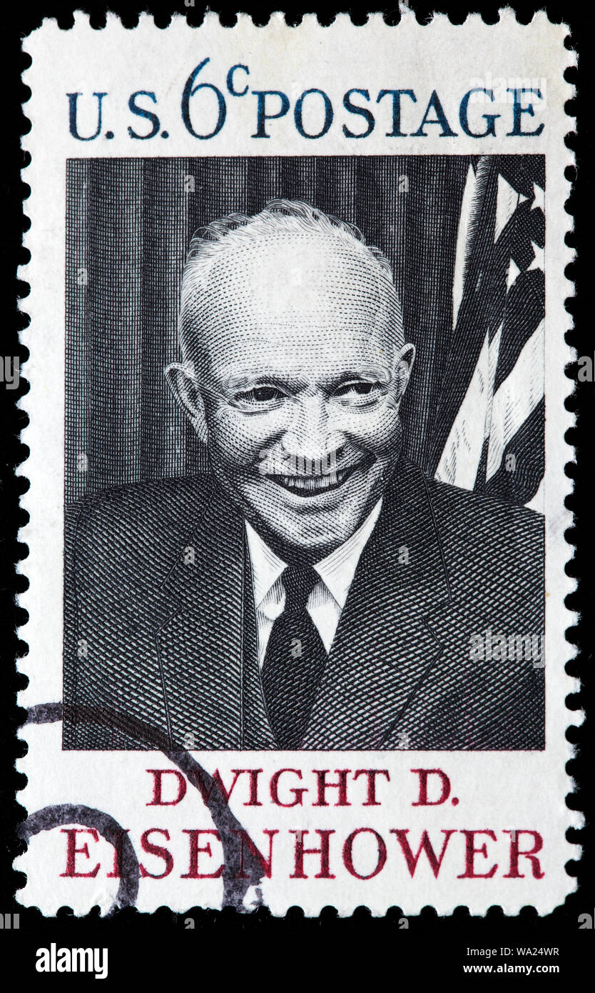 Dwight David Eisenhower (1890-1969), PRESIDENTE DEGLI STATI UNITI D'AMERICA, PRESIDENTE DEGLI STATI UNITI D'AMERICA, francobollo, USA, 1969 Foto Stock