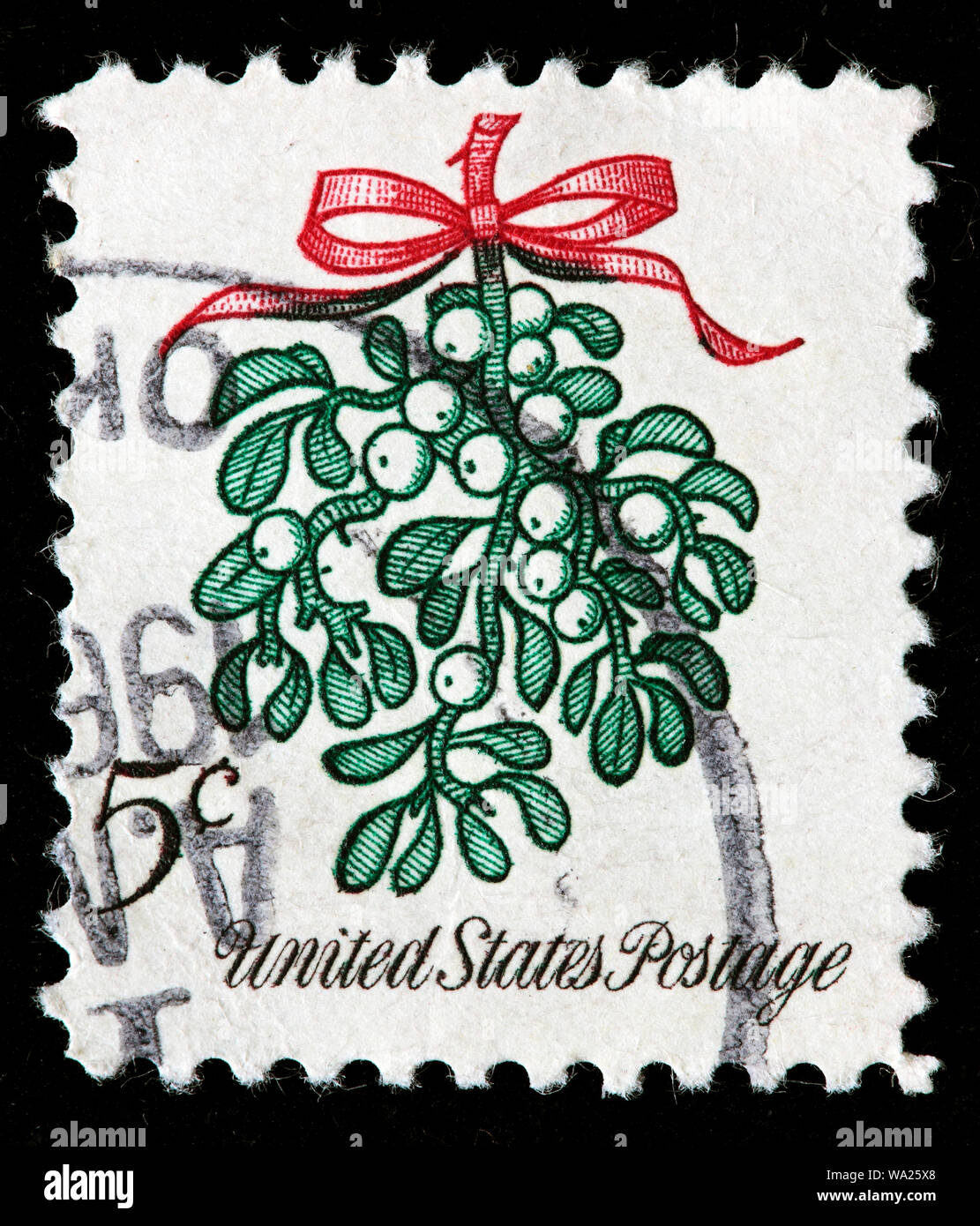 Felice Natale, vischio, francobollo, USA, 1964 Foto Stock