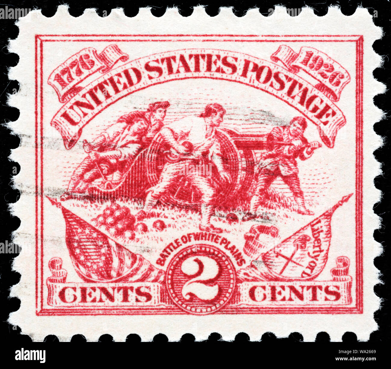 Battaglia di White Plains, 1776, francobolli, USA, 1926 Foto Stock