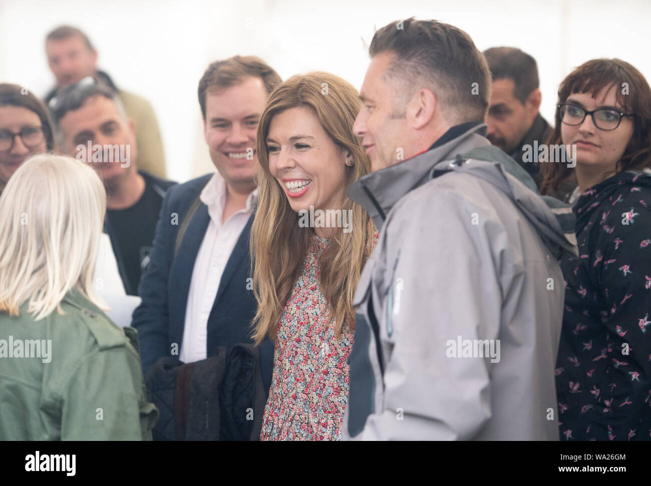 Carrie Symonds, il partner del Primo Ministro Boris Johnson, assiste Birdfair, una coscienza ambientale conferenza, a Rutland acqua nella riserva naturale del Egleton vicino a Oakham, dove ella è dovuta a pronunciare un discorso. Foto Stock