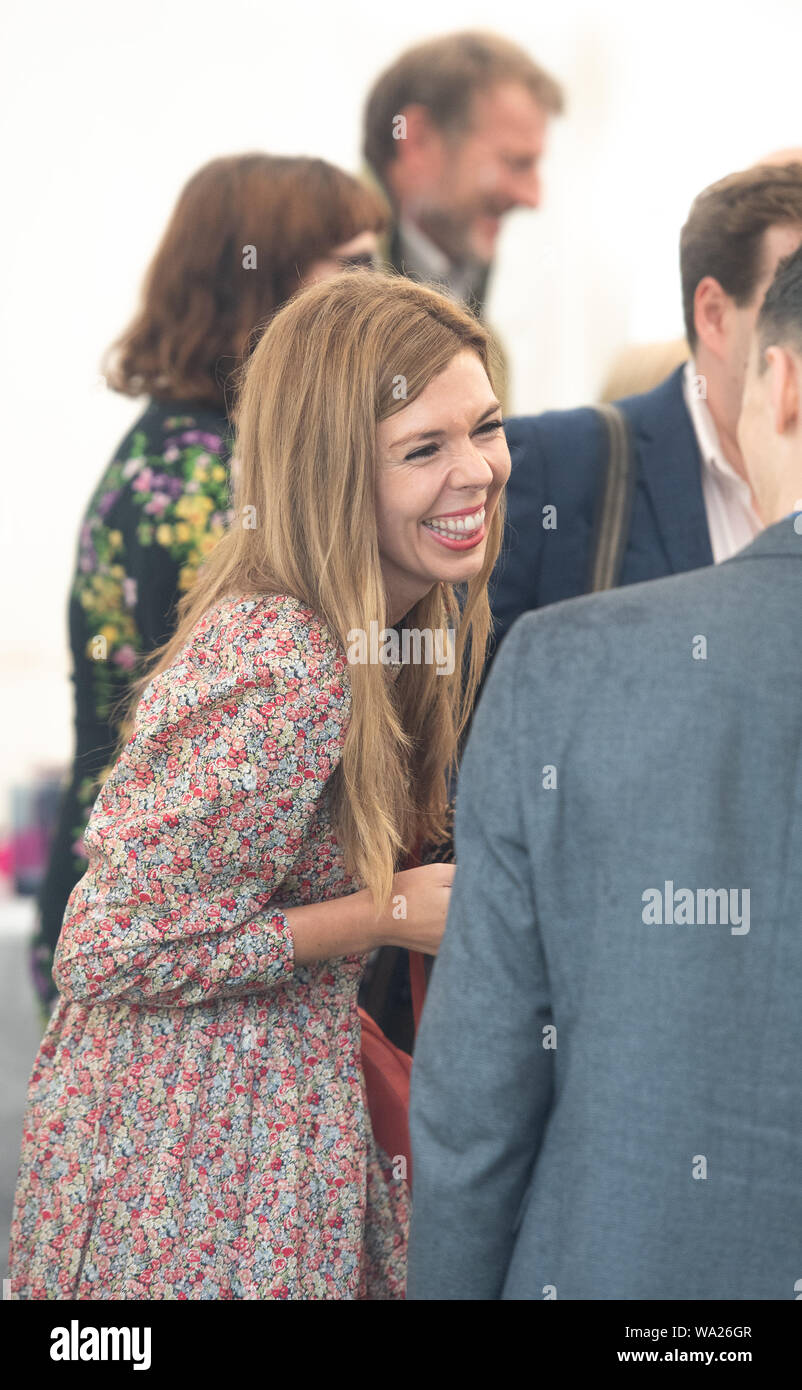 Carrie Symonds, il partner del Primo Ministro Boris Johnson, assiste Birdfair, una coscienza ambientale conferenza, a Rutland acqua nella riserva naturale del Egleton vicino a Oakham, dove ella è dovuta a pronunciare un discorso. Foto Stock