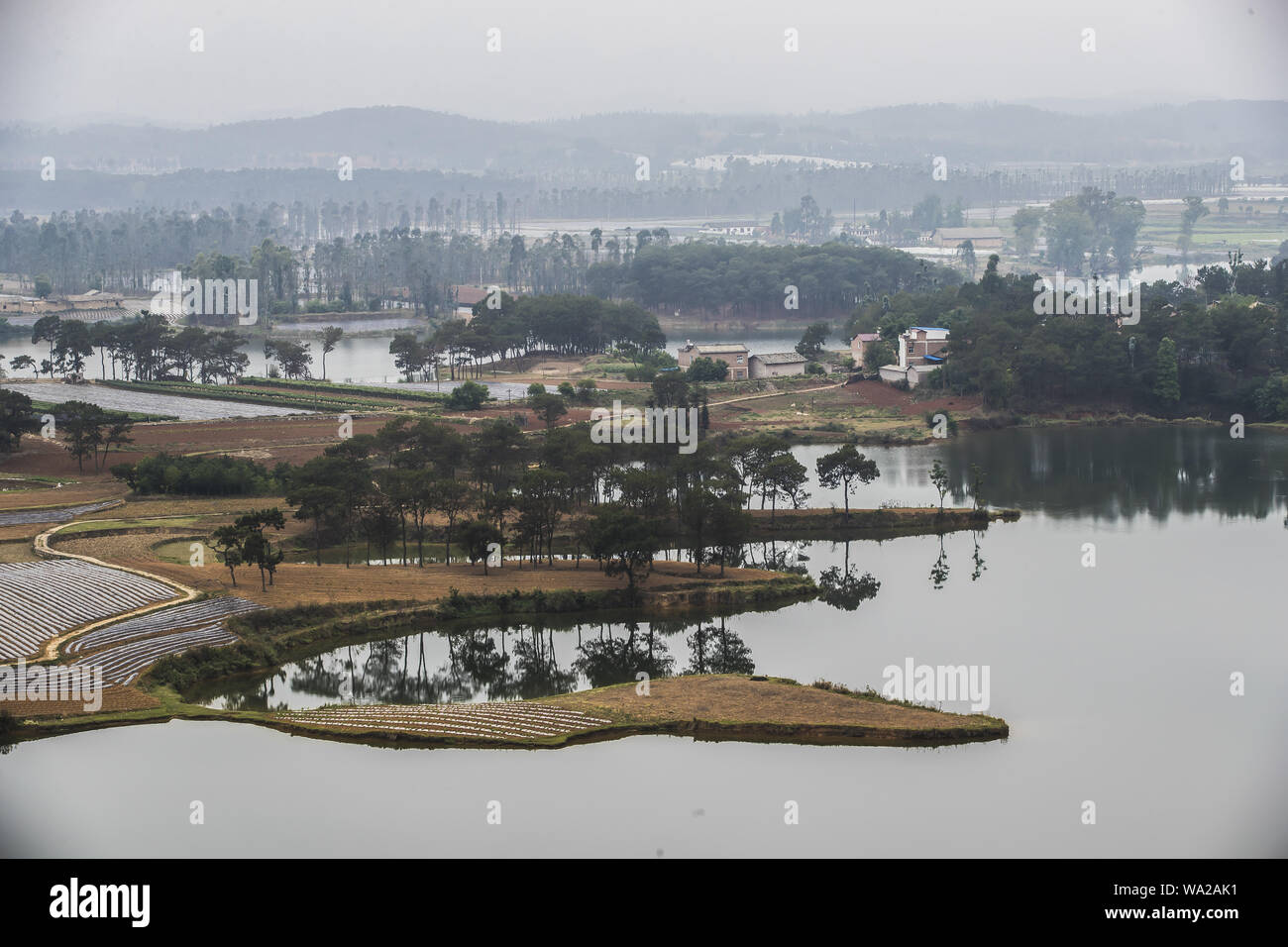 , Della provincia dello Yunnan, wenshan zhuang e miao minoranza prefettura autonoma north hill county, chi è il nero scenic area, angolo, vista panoramica, risaie Foto Stock