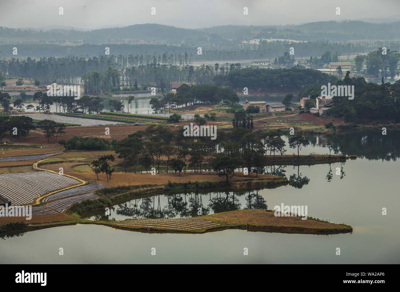 , Della provincia dello Yunnan, wenshan zhuang e miao minoranza prefettura autonoma north hill county, chi è il nero scenic area, angolo, vista panoramica, risaie Foto Stock