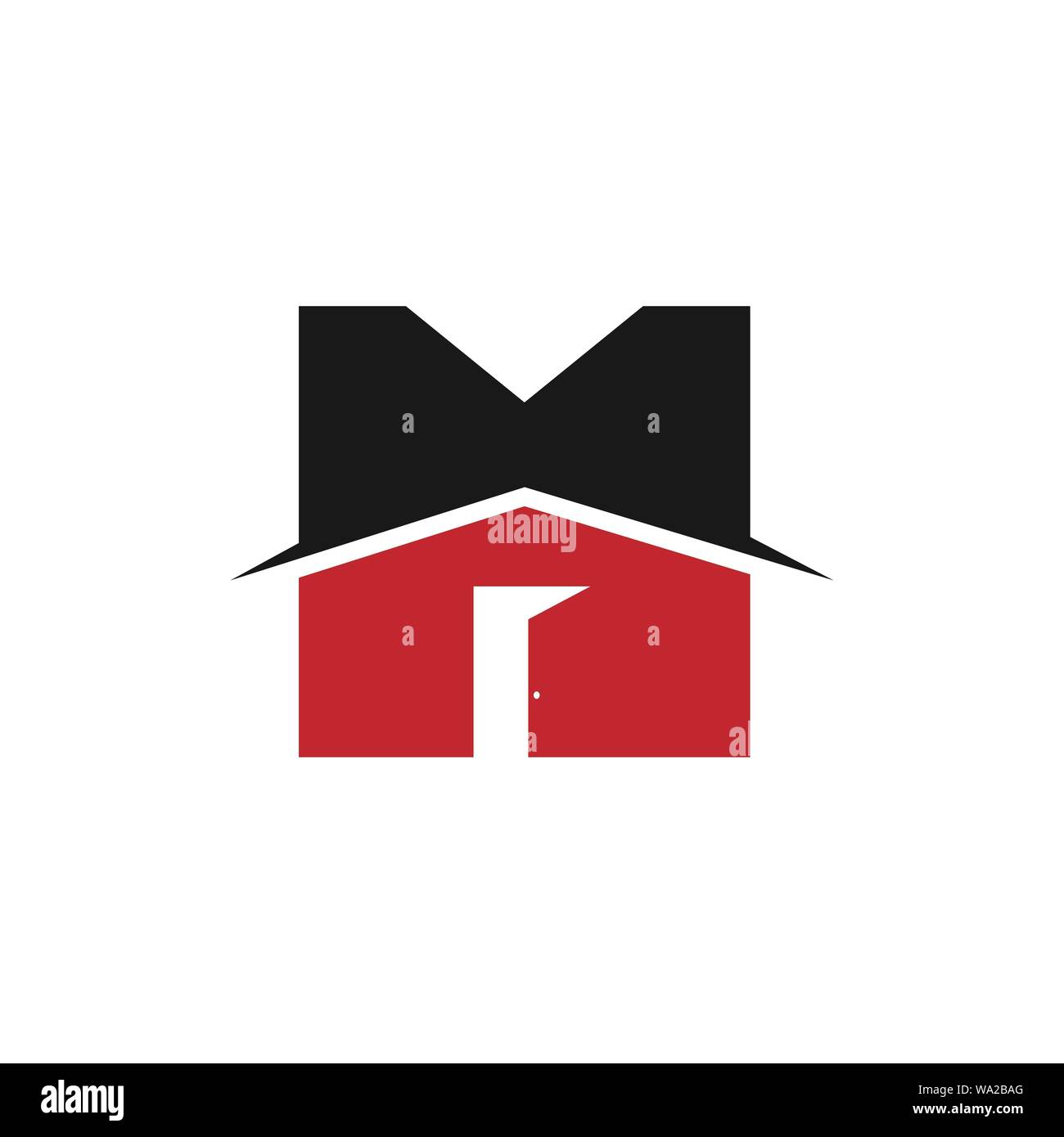 Iniziale della lettera M realty o proprietà immobiliari logo azienda design logo della casa con la lettera M segno. Modello di logo Illustrazione Vettoriale