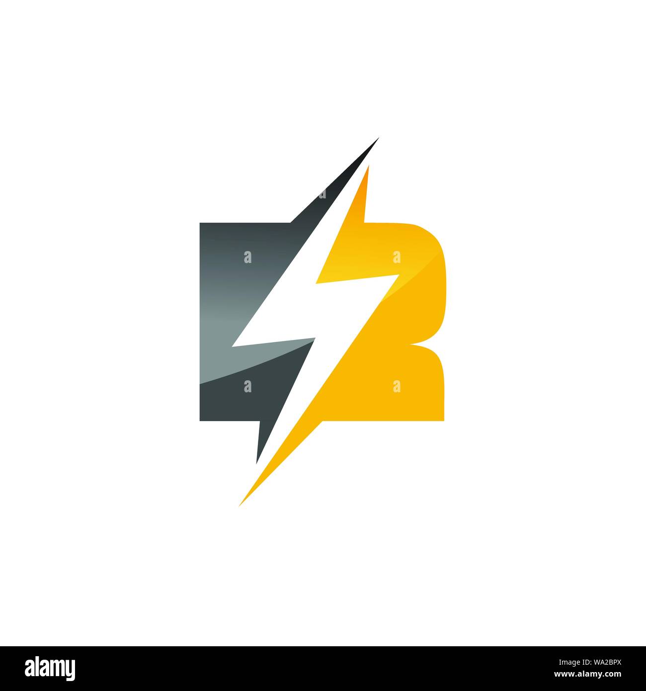 Lettera iniziale R logo modello di bullone di illuminazione di design per il business e l'identità aziendale Illustrazione Vettoriale