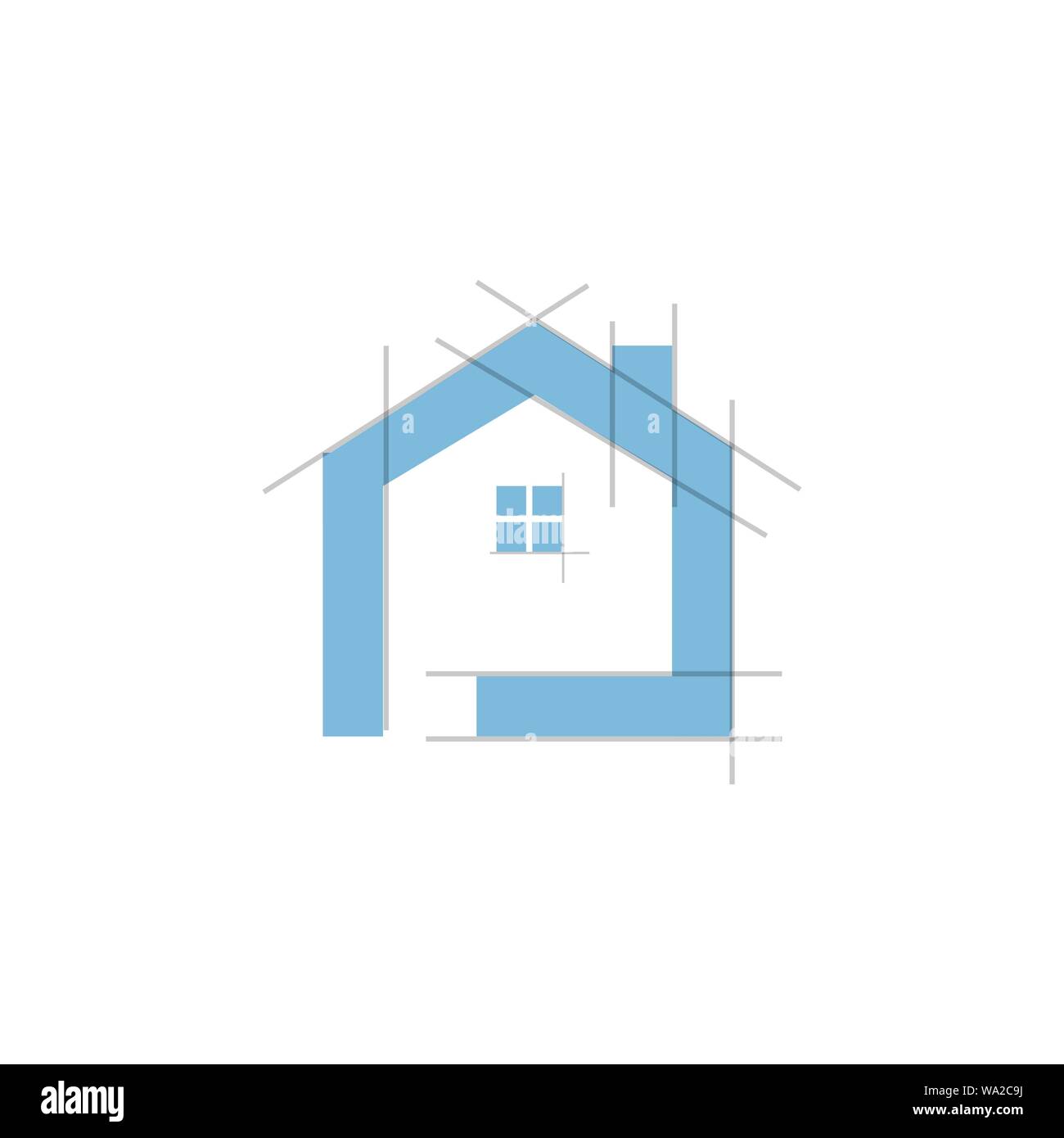 Immobiliare architettura della casa con griglia helper di linea real estate logo design concept e idea logo vettoriale Illustrazione Vettoriale