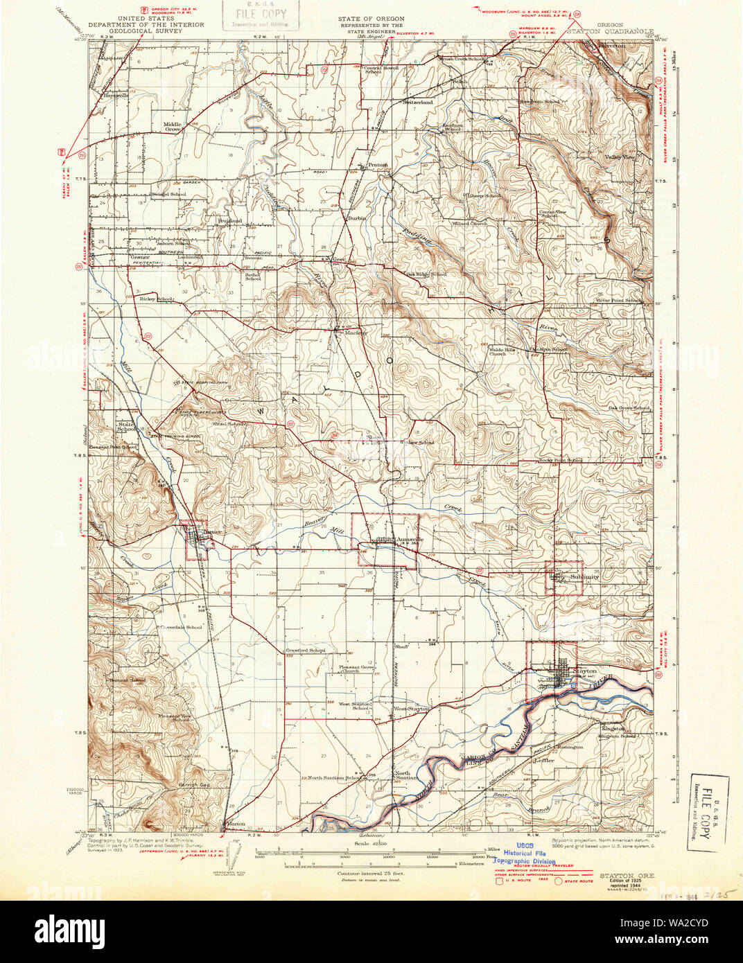 Mappa dell'oregon di stayton immagini e fotografie stock ad alta
