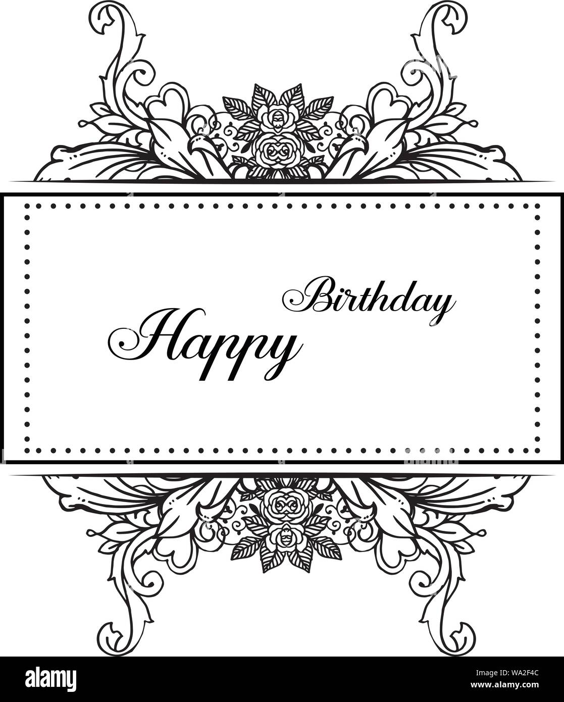 auguri di buon compleanno fiori - 6 Disegno nero elegante fiore bianco telaio, stile, senza soluzione di continuità per la progettazione biglietto di auguri di buon compleanno. Illustrazione Vettoriale Immagine e Vettoriale - Alamy