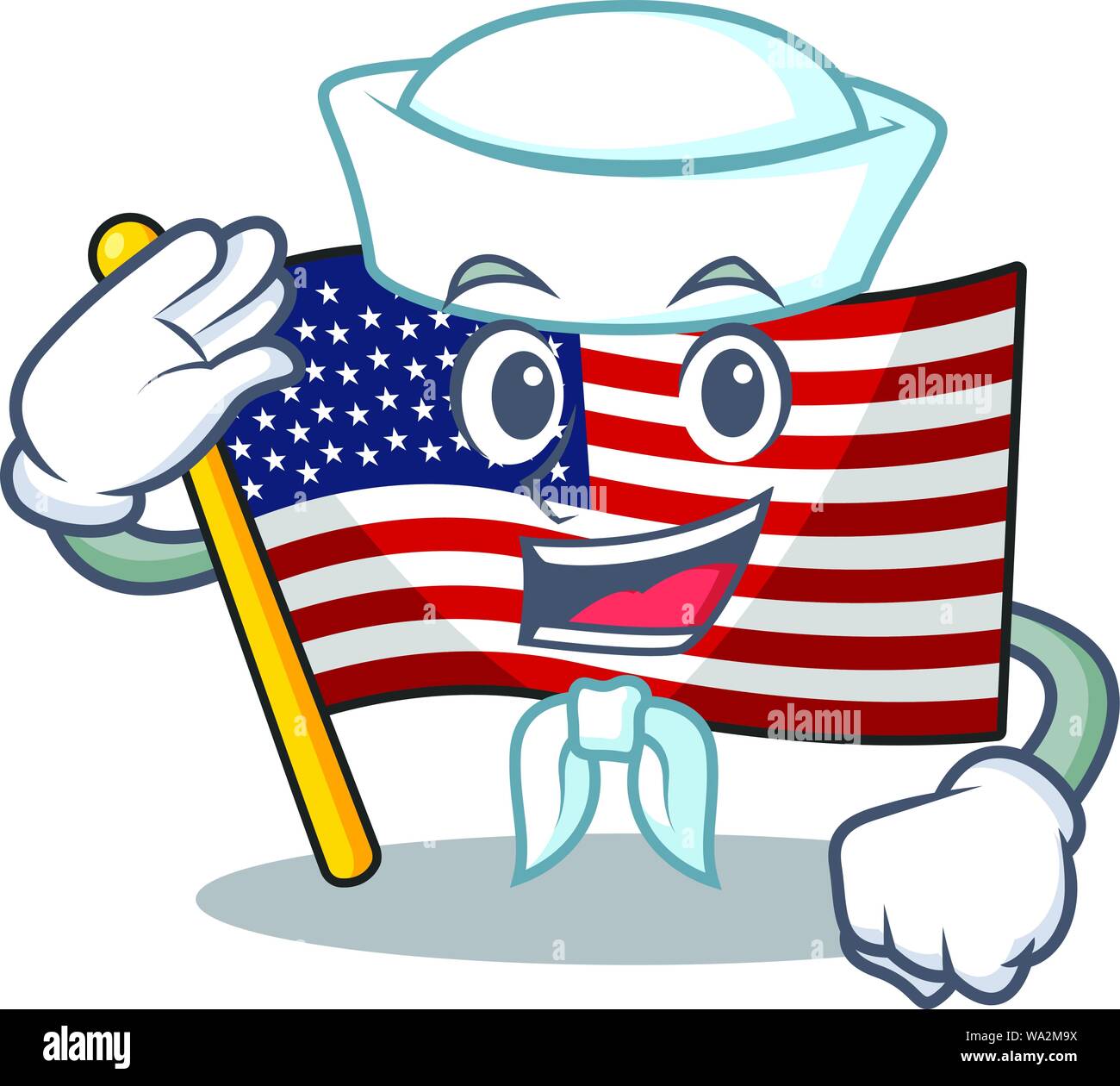 Sailor bandiera america isolata nel cartoon Illustrazione Vettoriale