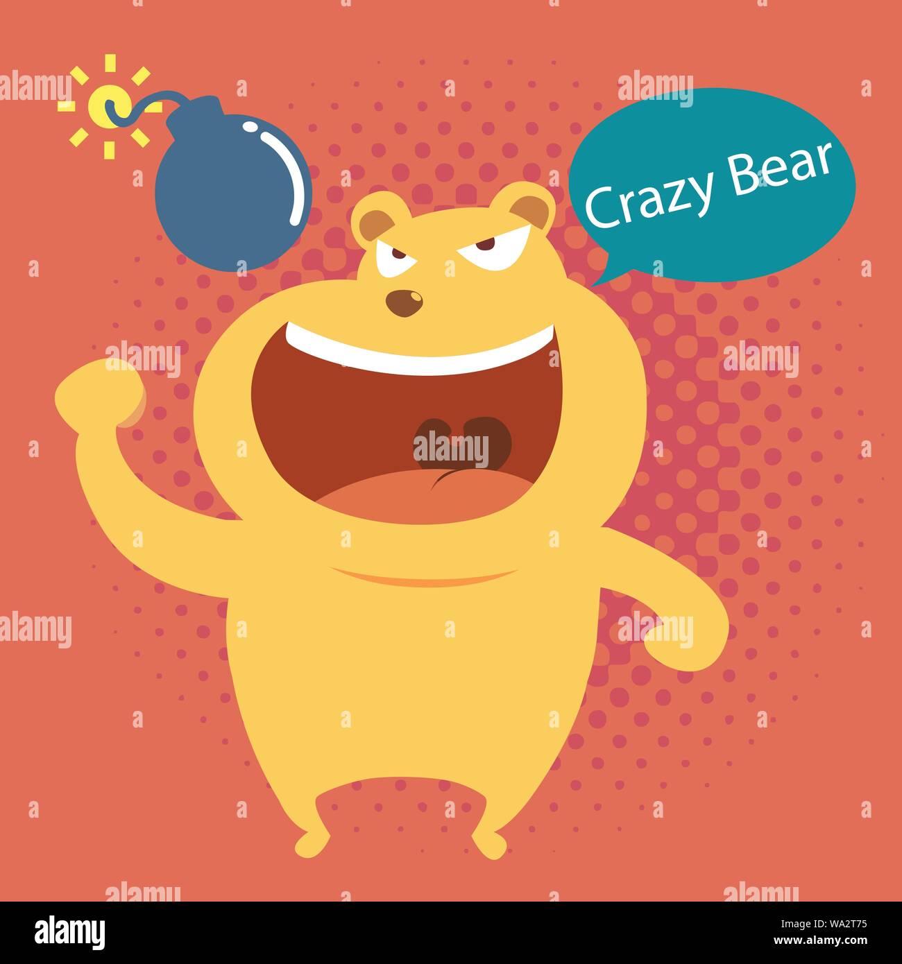 Crazy bear character design e bomb Illustrazione Vettoriale