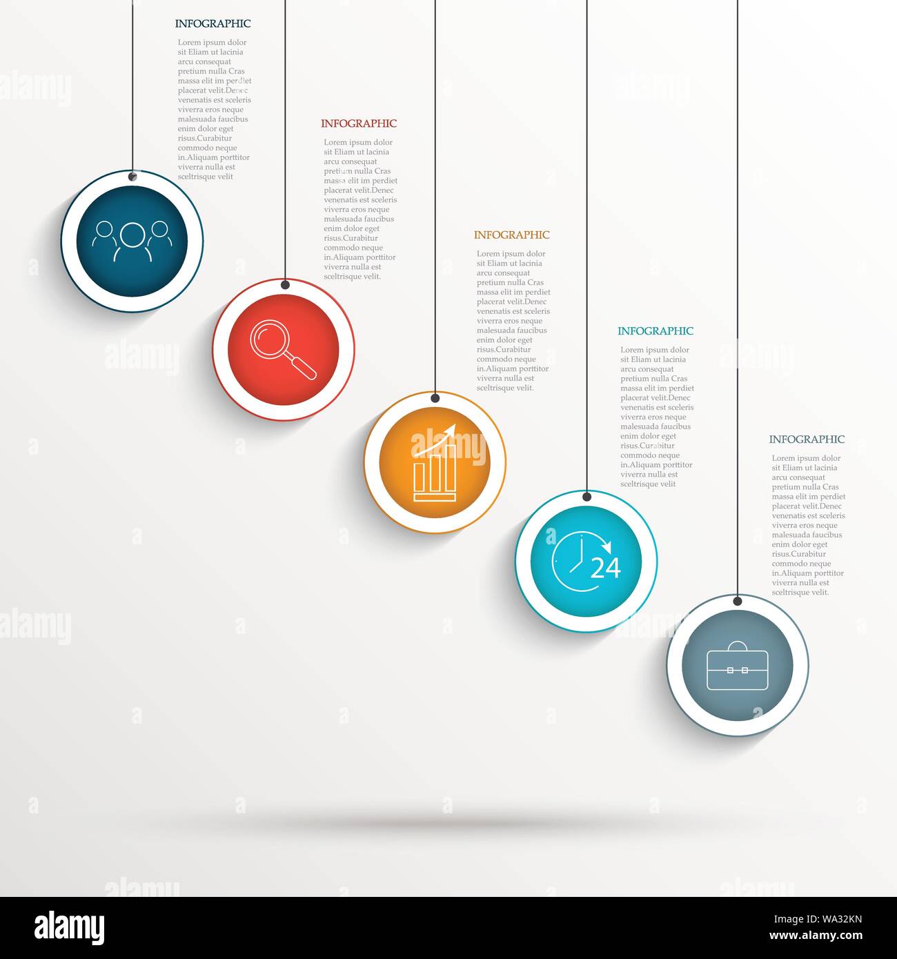 Abstract background aziendale -infografika con cinque fasi. Illustrazione Vettoriale