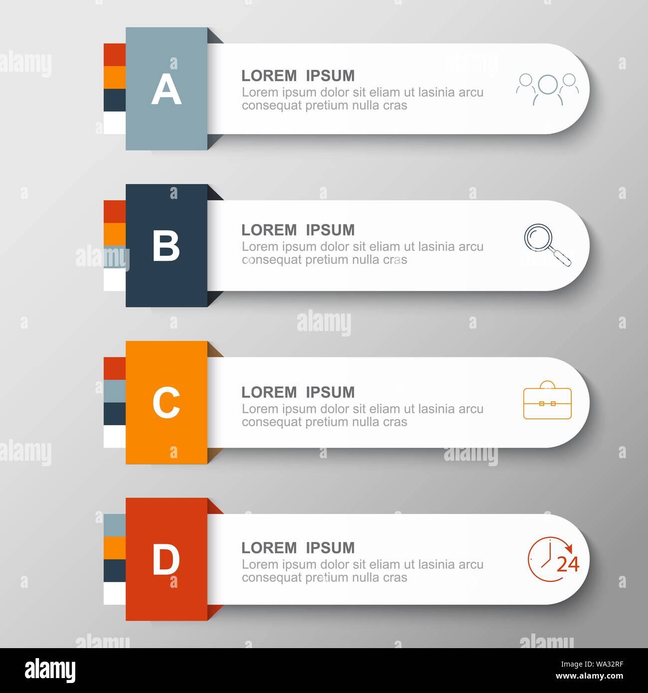 Infografico vettore di progettazione e commercializzazione delle icone Illustrazione Vettoriale
