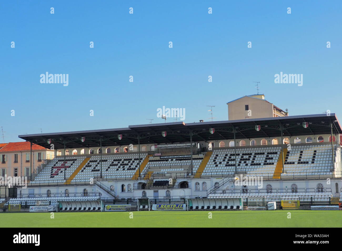 Vercelli Piemonte, 15 agosto 2019: Silvio Piola stadium di Vercelli, Piemonte, Italia. Foto Stock