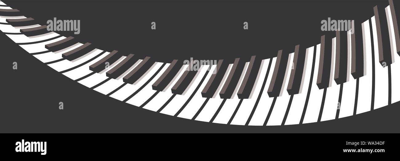 Bianco e nero pianoforte distorto tastiera. Per lo sfondo, ampia screensaver per il tuo volo fantastico. Illustrazione Vettoriale