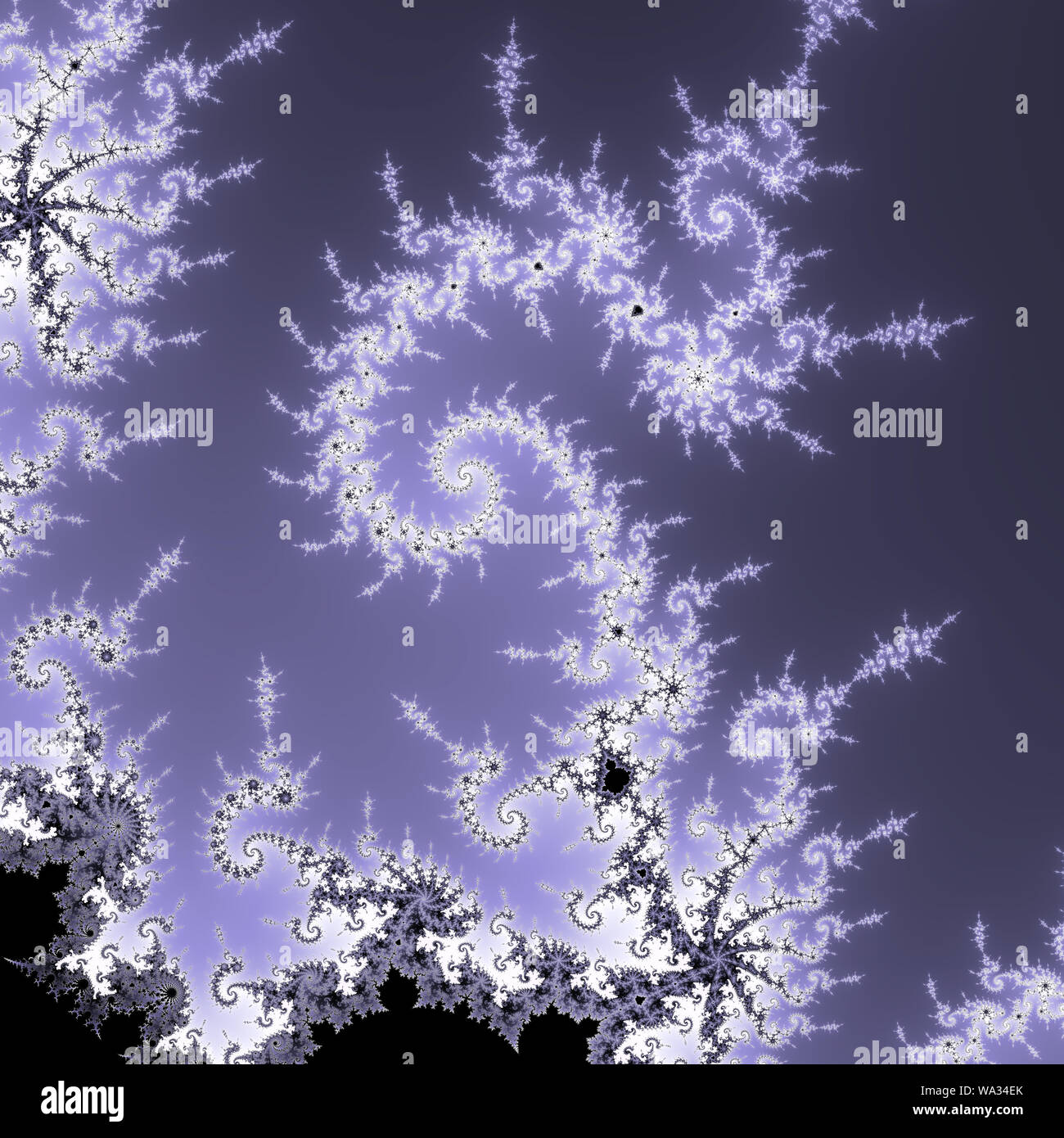 Bianco, grigio e blu mandelbrot fractal. Foto Stock