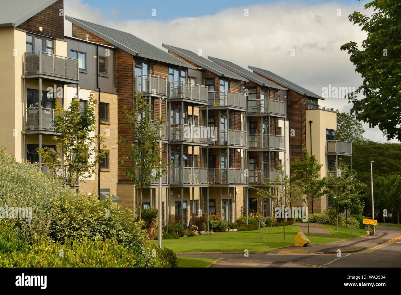 Un blocco di appartamenti moderni in Aberdeen, Scozia, Regno Unito Foto Stock