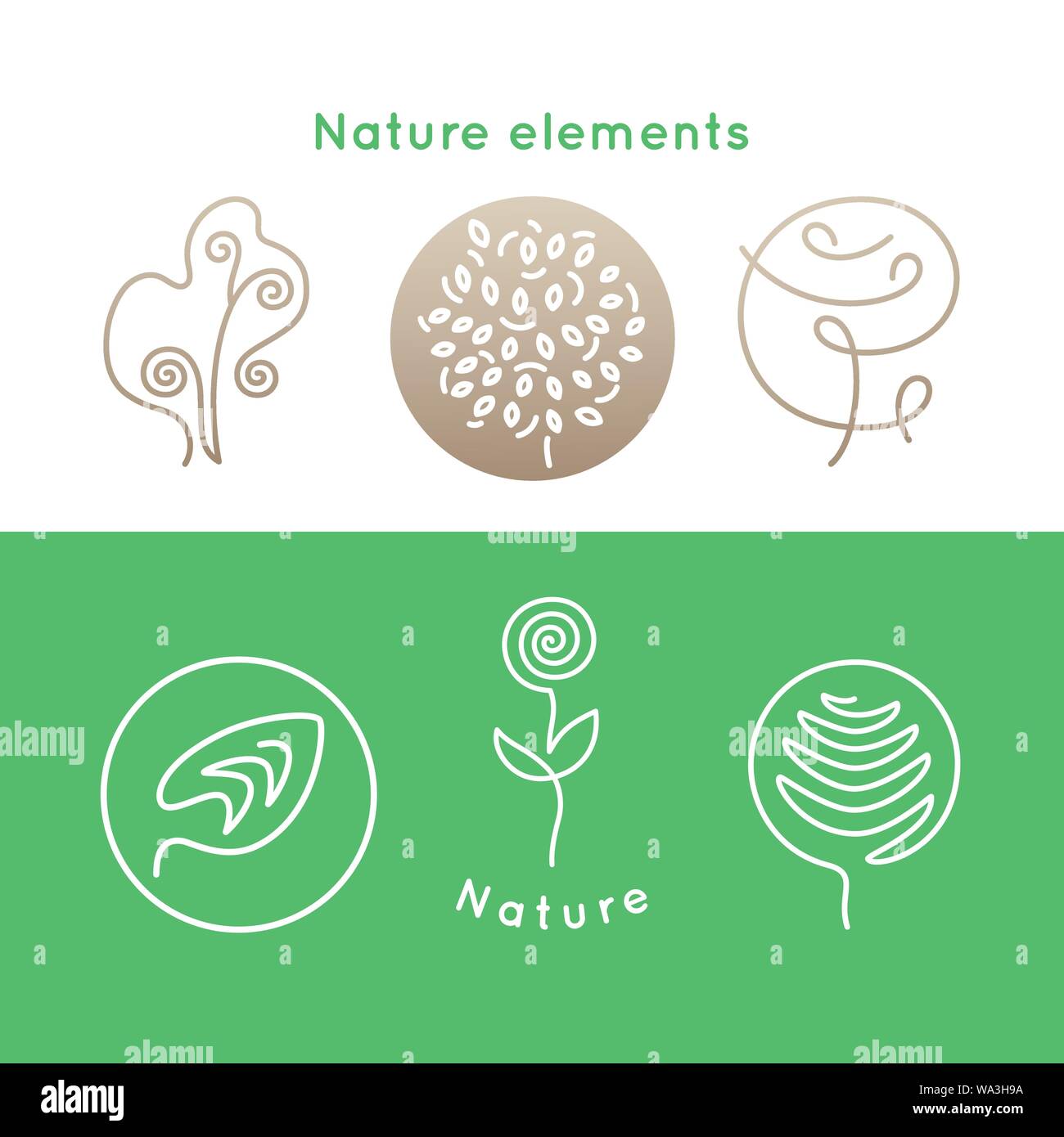 La natura degli elementi delle icone Illustrazione Vettoriale