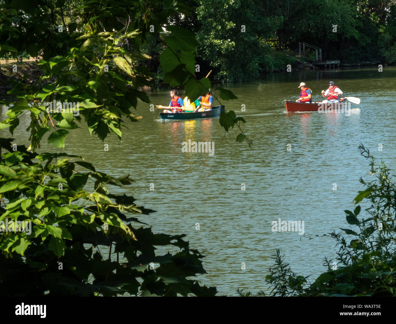 In canoa sul Canale Erie. Foto Stock