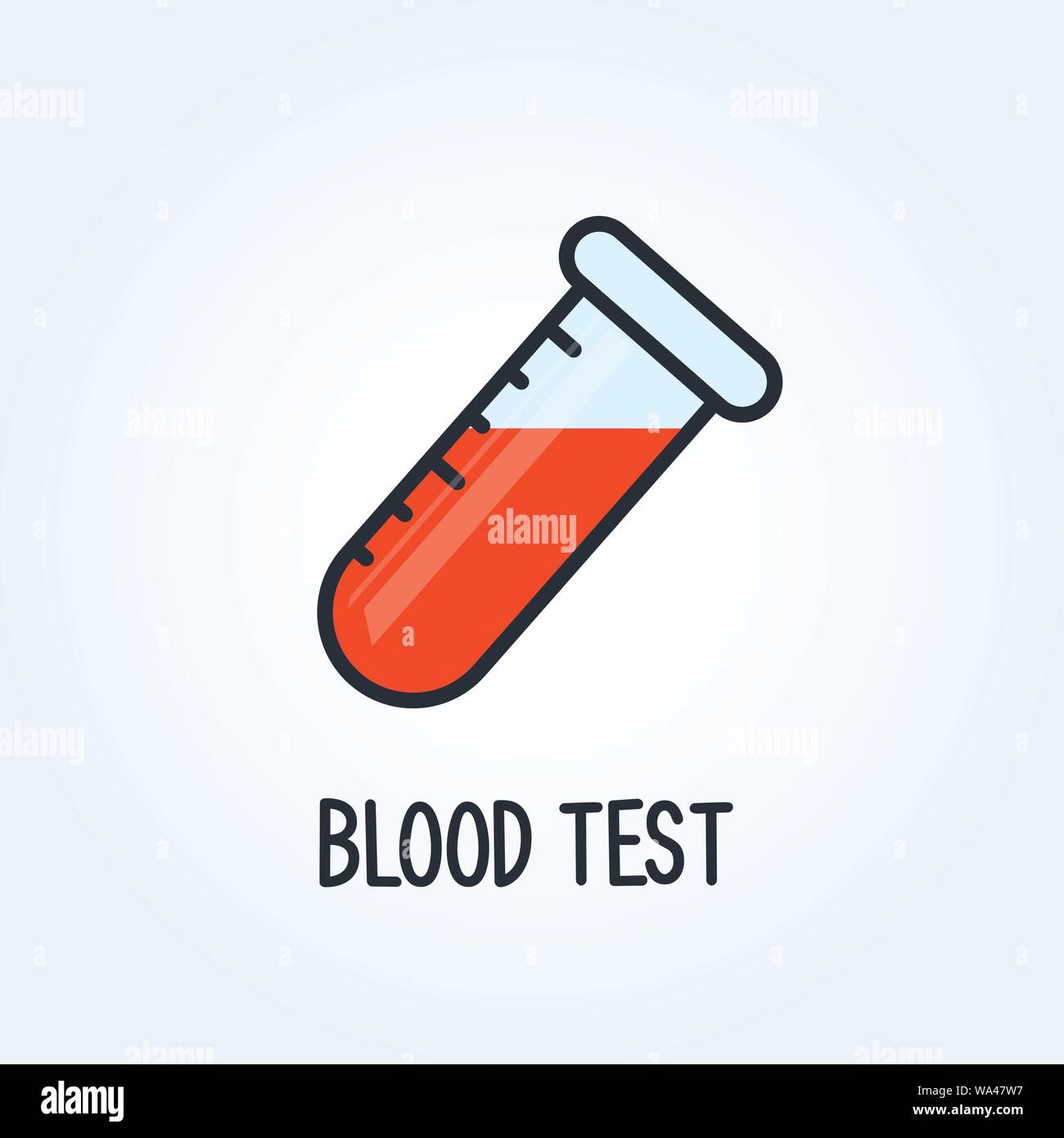 Bood icona di prova - analisi del campionamento del sangue, tubo di prova Illustrazione Vettoriale