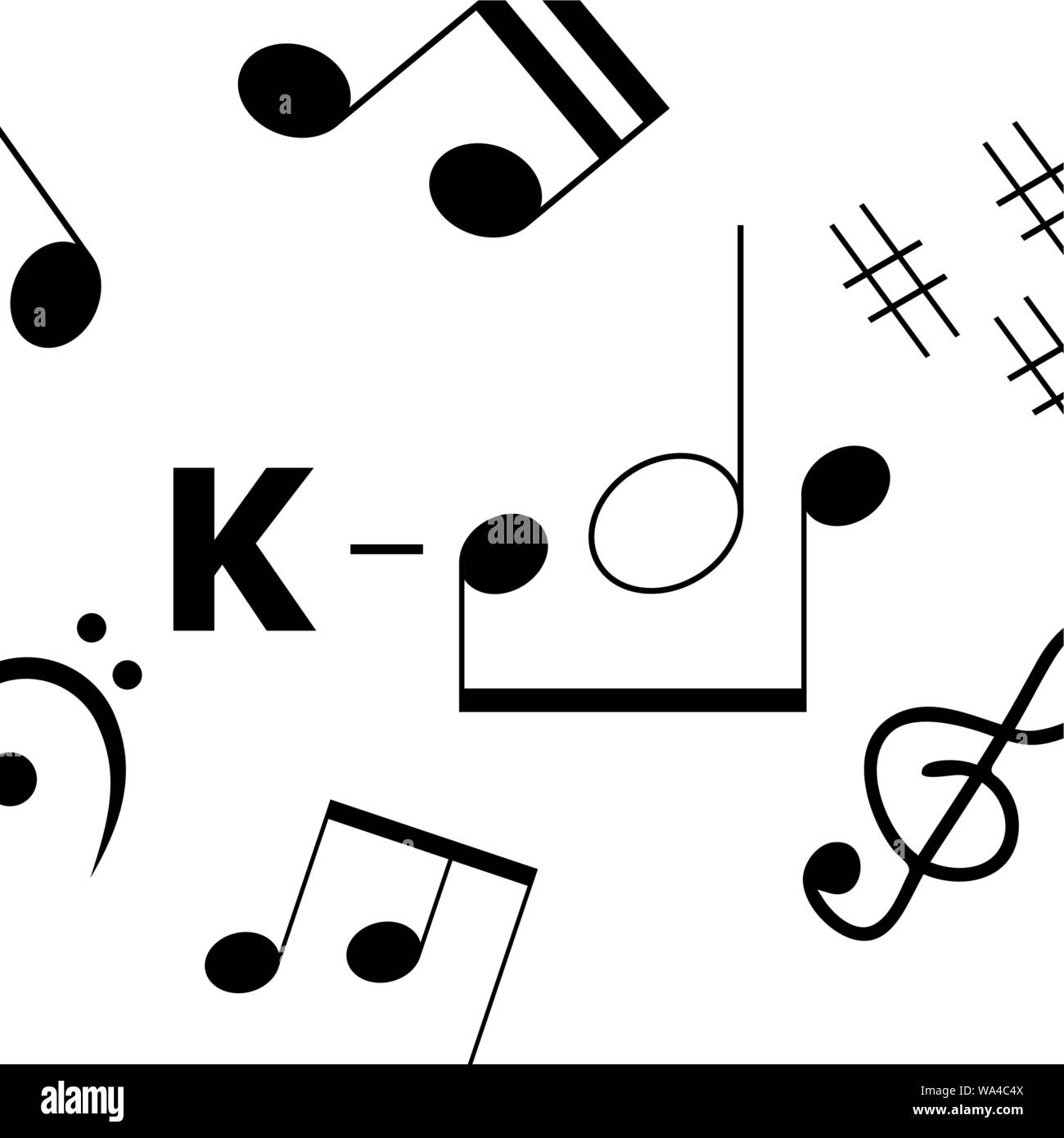 K-pop music style. Semplice arte banner con note musicali. Il vettore coreano tipo di musica, kpop stile illustrazione orientali Illustrazione Vettoriale