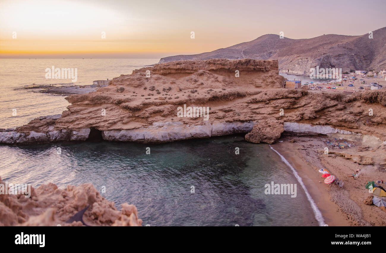Tramonto al mare Mediterraneo, Nador Marocco, Foto Stock