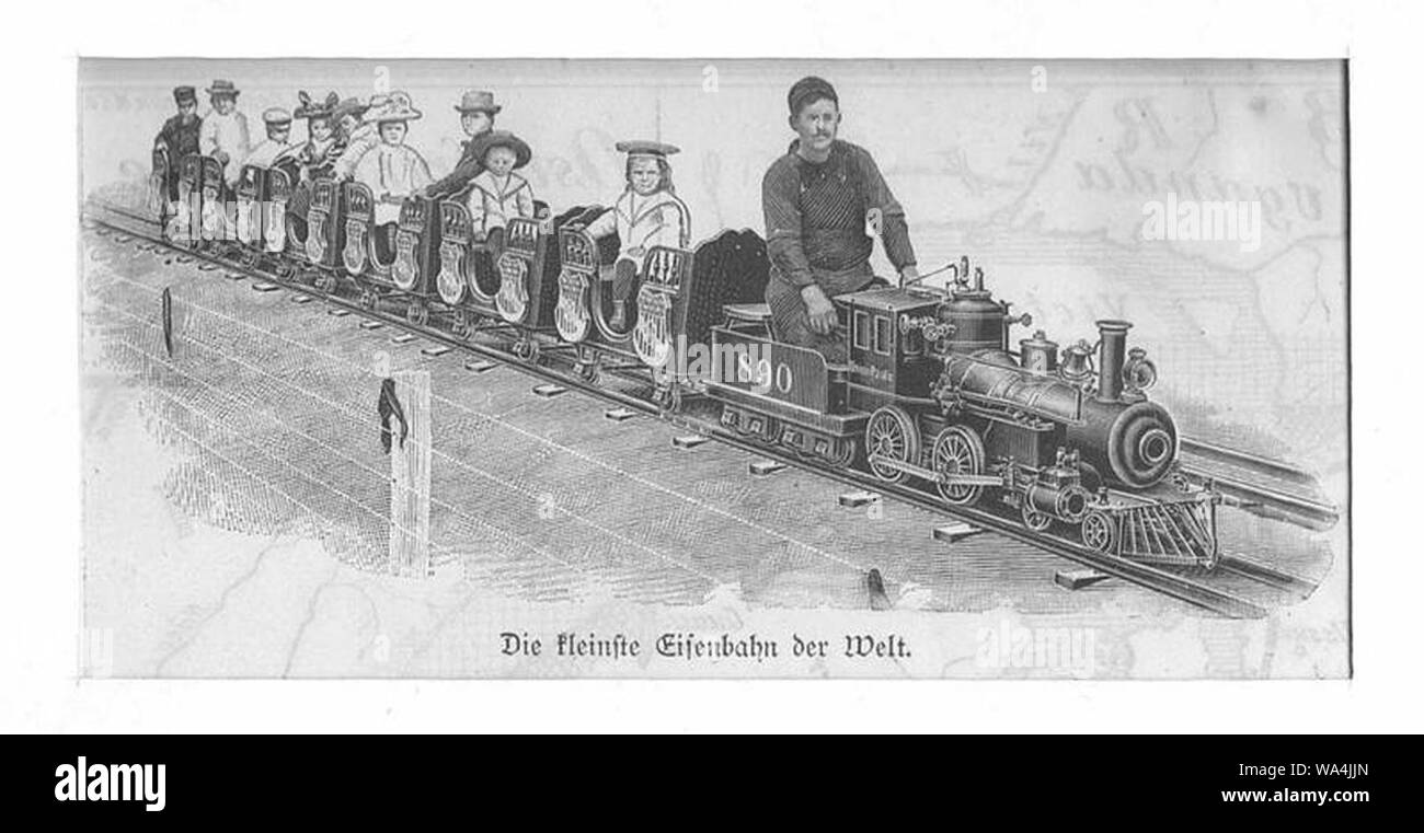 Die kleinste Eisenbahn der Welt. Zinkographie um 1900 6x13 cm. Foto Stock