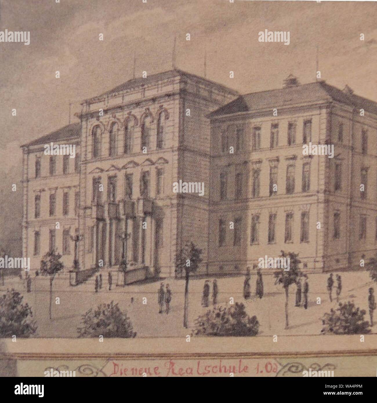 Die Neue Realschule um 1884. Foto Stock