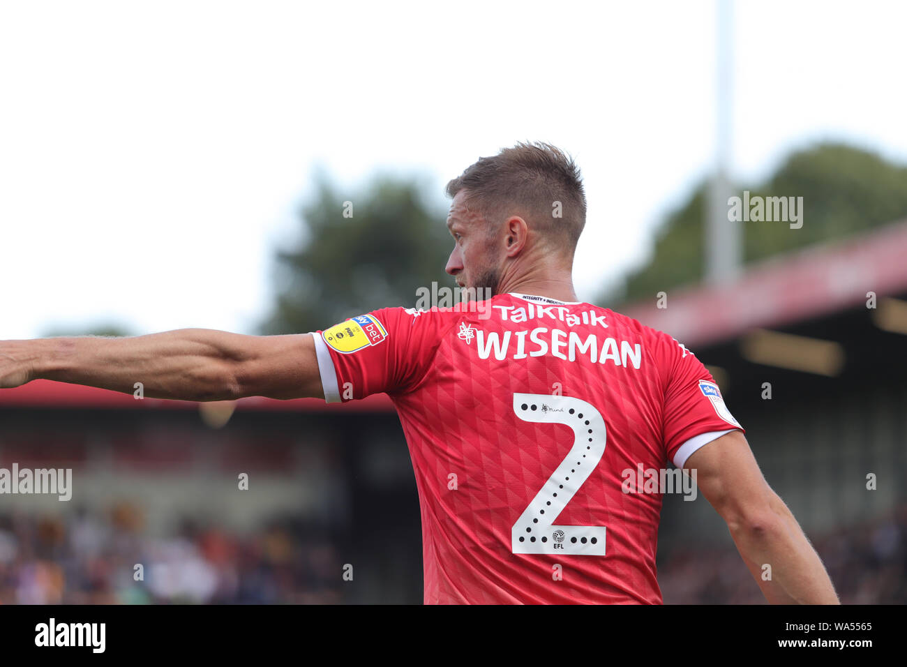 Salford, Regno Unito. Il 17 agosto 2019. Scott Wiseman durante il cielo scommettere League 2 match tra Salford City e Port Vale a Moor Lane, Salford sabato 17 agosto 2019. Solo uso editoriale, è richiesta una licenza per uso commerciale. La fotografia può essere utilizzata solo per il giornale e/o rivista scopi editoriali. (Credit: Luca Nickerson | MI News) Credito: MI News & Sport /Alamy Live News Foto Stock