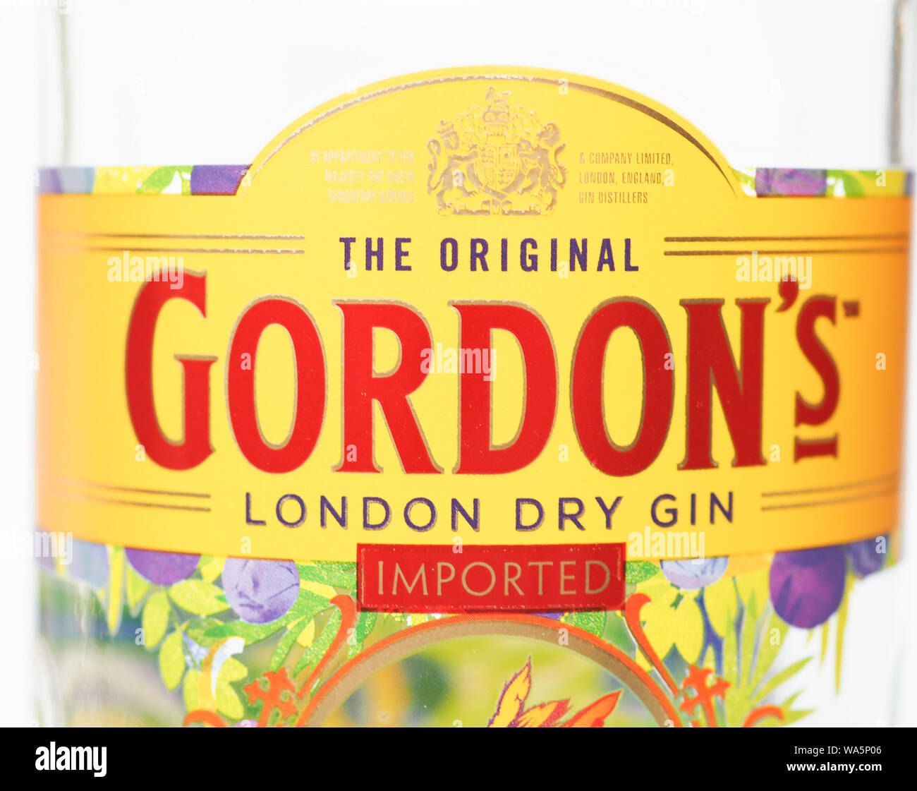 LONDON, Regno Unito - circa agosto 2019: Gordon's London dry gin Foto Stock