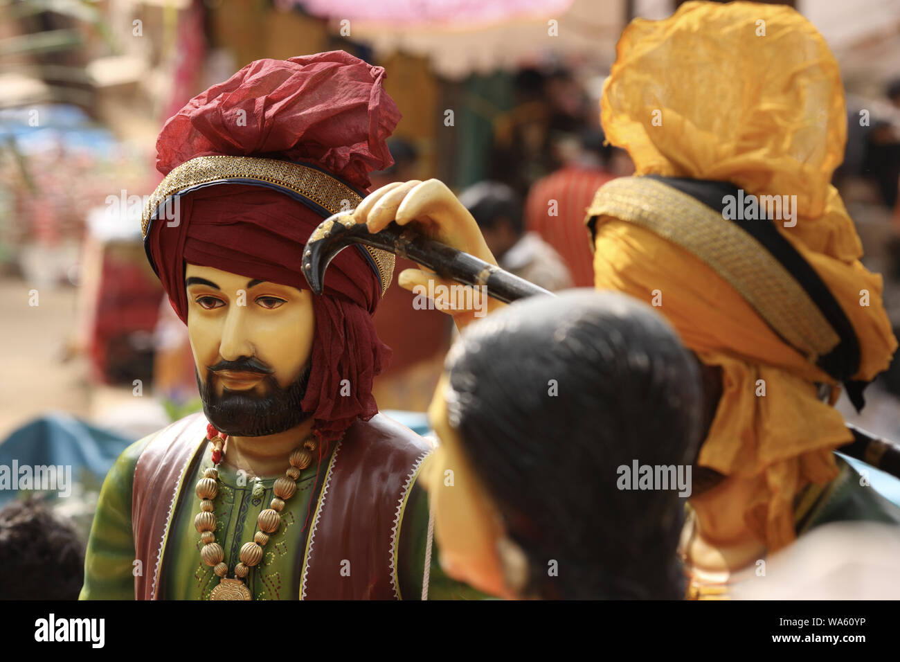 Statue di persone Panjabi a Surajkund artigianato Mela, Surajkund, Faridabad, Haryana, India Foto Stock