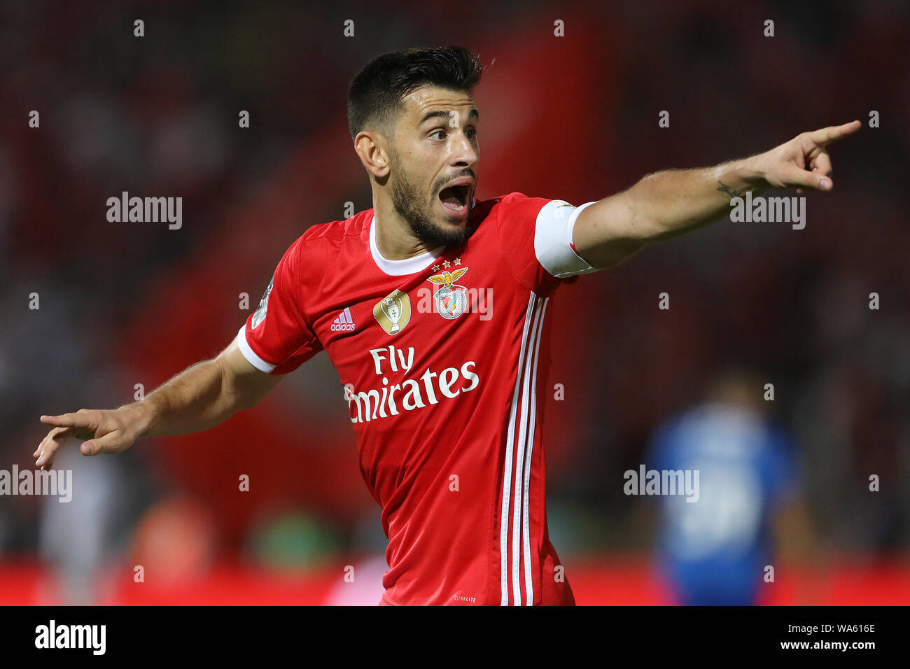 Pizzi di SL Benfica visto reagire durante il campionato NN. 2019/20 partita di calcio tra Belenenses triste e SL Benfica.(punteggio finale: Belenenses triste 0 - 2 SL Benfica). Foto Stock