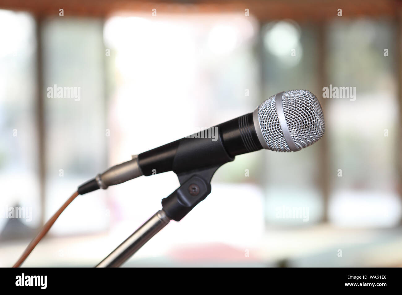 Close up di un microfono Foto Stock