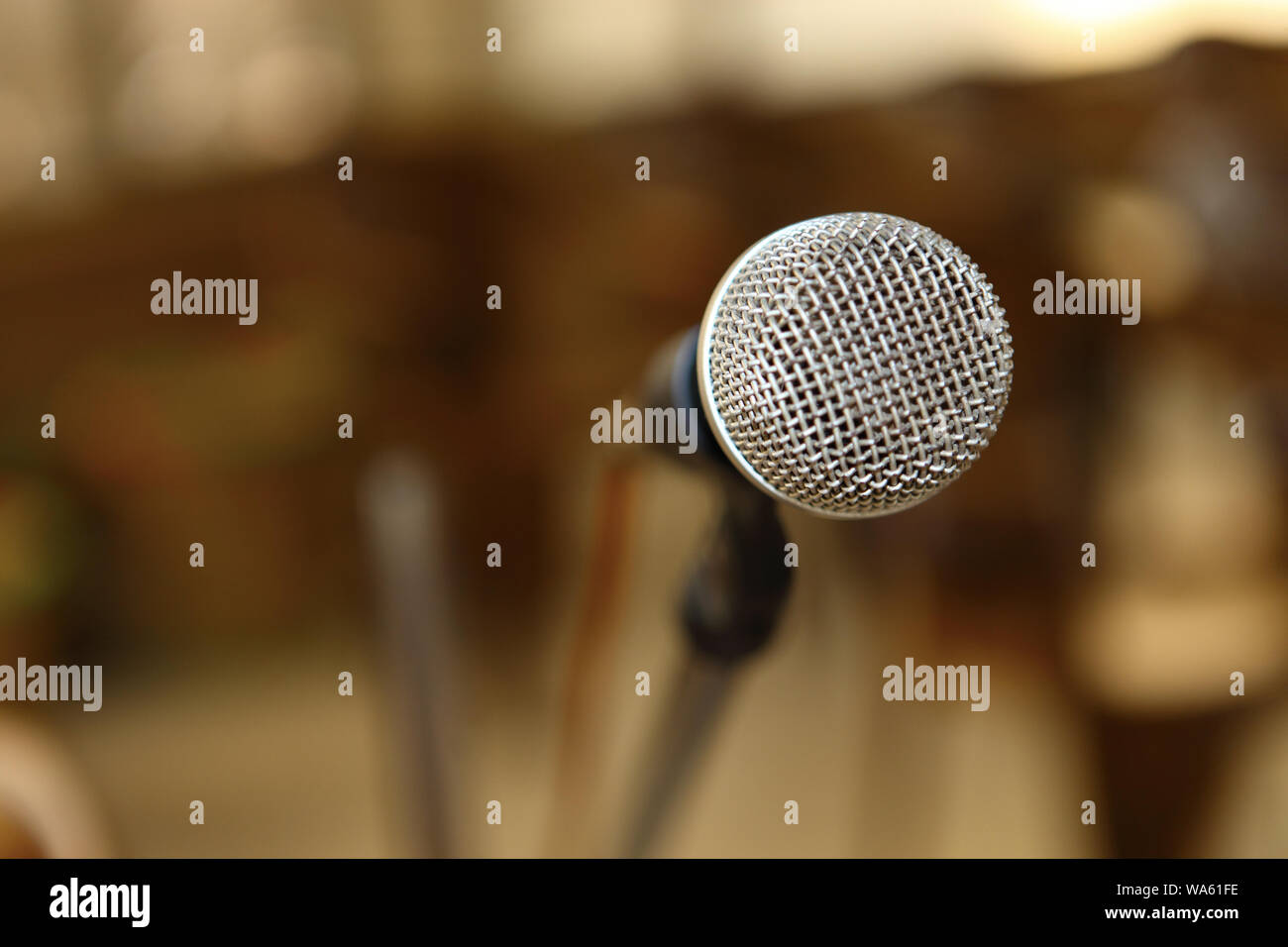 Close up di un microfono Foto Stock